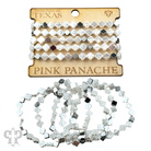 Iridescent pearl clover-shaped bracelet stack from Pink Panache Brands featuring gold-tone bracelets with shimmering pearls and leaf accents.