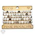 Iridescent pearl clover shape bracelet stack from Pink Panache Brands featuring gold-tone bracelets with shimmering pearls.