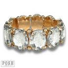 Iridescent oval rhinestone bracelet from Pink Panache Brands, showcasing sparkling stones on a delicate bracelet.