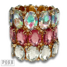 Pink Panache Brands iridescent oval rhinestone bracelet featuring sparkling stones on a elegant bracelet design.