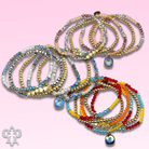 Multi-color faceted round and star bead bracelet stack by Pink Panache Brands featuring Austrian crystals.