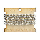 Set of pink Panache Brands crystal and silver bead bracelets, featuring sparkling crystals and silver accents on the jewelry.