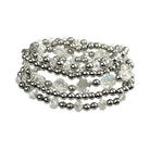 Set of pink Panache Brands crystal and silver bead bracelets, featuring sparkling crystals and shiny silver beads, stylish accessories.
