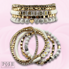 White bride bracelet set by Pink Panache Brands featuring elegant matching bracelets for bridal accessories.