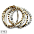 White bride bracelet set by Pink Panache Brands featuring elegant, dainty bracelets perfect for wedding accessories.