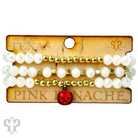 Pink Panache Brands faceted crystal and gold three-strand beaded bracelet with Austrian crystals, showcasing elegant jewelry design.