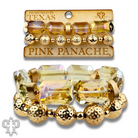 Pink Panache Brands octagon-shaped faceted bead bracelet stack featuring white beads for a stylish jewelry look.