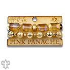 Pink Panache Brands octagon-shaped faceted bead bracelet stack featuring white beads and stylish bracelet designs.
