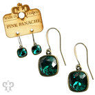 Pink Panache Brands Austrian square crystal hook earrings, 12mm, bronze-tone jewelry with elegant geometric design.