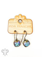 Austrian square crystal hook earrings in bronze, 12mm, by Pink Panache Brands featuring sparkling square crystals.
