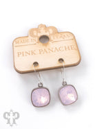 Austrian square crystal hook earrings by Pink Panache Brands, 12mm bronze earrings with sparkling square crystals.