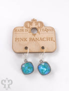Pink Panache Brands Austrian square crystal hook earrings, 12mm, bronze-tone jewelry with elegant geometric design.