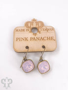 Austrian square crystal hook earrings by Pink Panache Brands, 12mm bronze-tone earrings with sparkling square crystals.