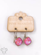 Austrian square crystal hook earring in bronze finish, 12mm, by Pink Panache Brands, featuring sparkling gemstone accents.