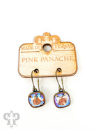 Austrian square crystal hook earring by Pink Panache Brands, 12mm bronze-toned earring with sparkling square crystal design.