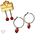 Pink Panache Brands square Austrian crystal hoop earring, 12mm, bronze-tone jewelry with sparkling clear crystals.