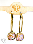Pink Panache Brands square Austrian crystal hoop earring in bronze, 12mm, showcasing sparkling crystal details and stylish hoop design.