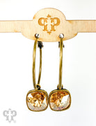 Pink Panache Brands 12mm Square Austrian Crystal Hoop Earrings showcasing bronze-tone design and sparkling crystal accents.