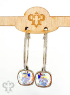 Pink Panache Brands square Austrian crystal hoop earring in bronze, 12mm diameter, featuring sparkling crystal embellishments.