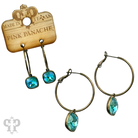Pink Panache Brands square Austrian crystal hoop earring, 12mm, bronze finish, stylish jewelry for elegant, modern look.