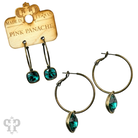 Pink Panache Brands square Austrian crystal hoop earring, 12mm with bronze finish, showcasing sparkling crystal details.