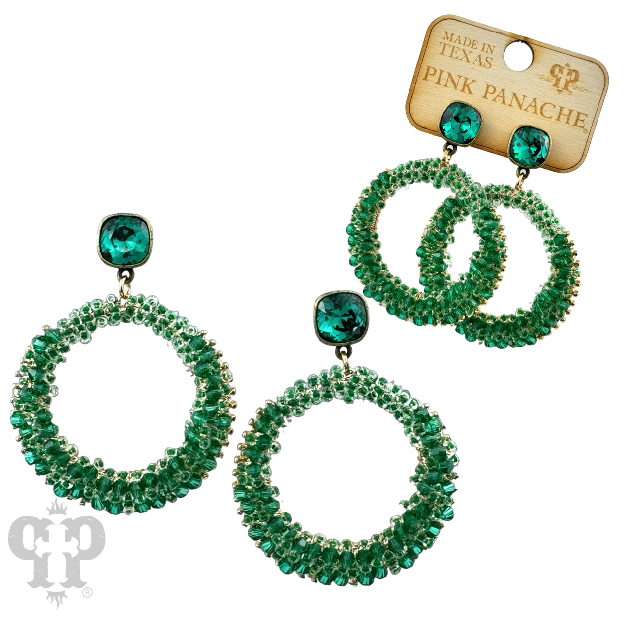 Pink Panache Brands black bicone bead wrapped dangle earring with Austrian crystal, showcasing elegant jewelry design.