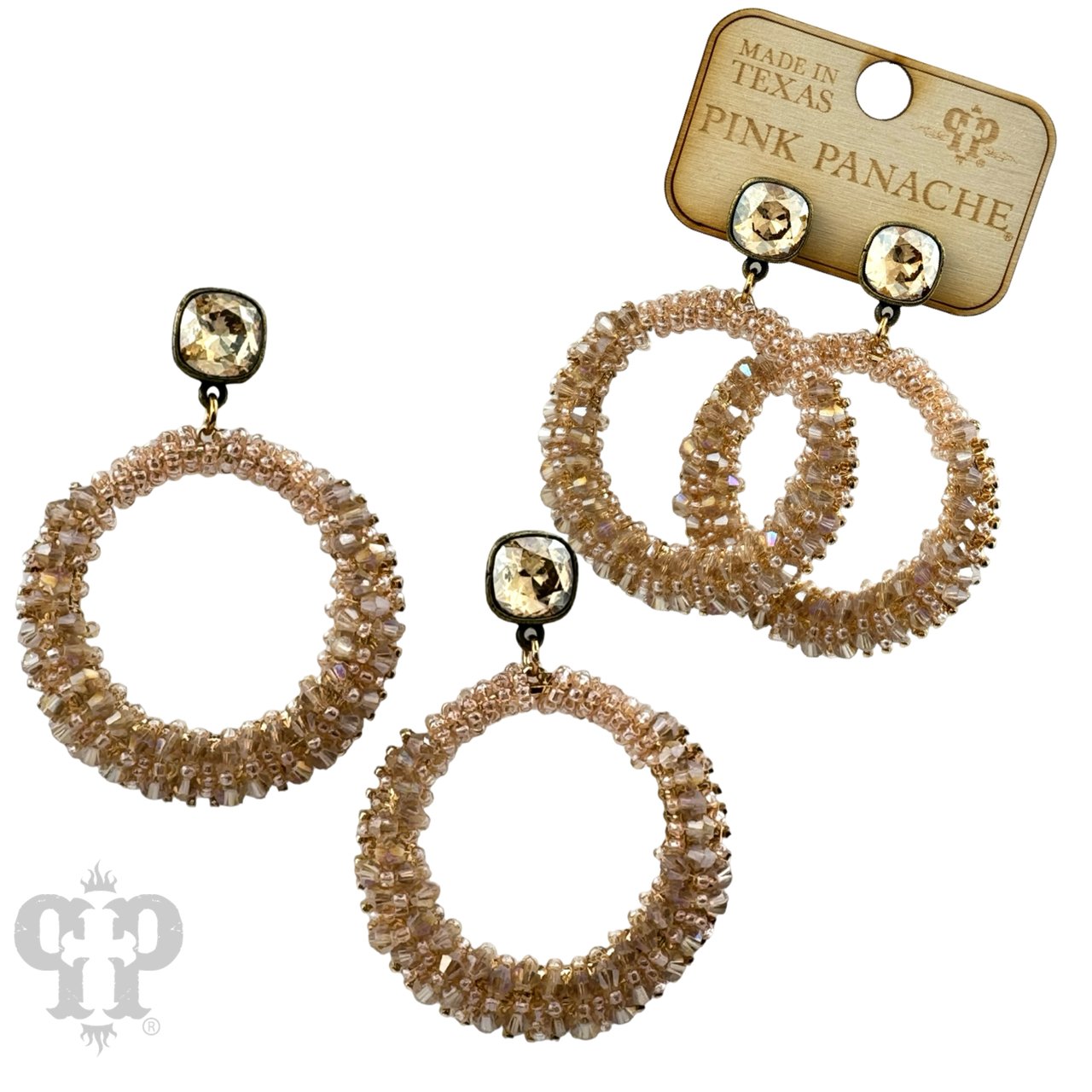 Pink Panache Brands black bicone bead wrapped dangle earring with Austrian crystal, showcasing elegant jewelry design.