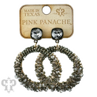 Pink Panache Brands black bicone bead wrapped dangle earring with Austrian crystal, showcasing elegant jewelry design.