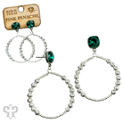 Pink Panache Brands foil and smooth bead circle earrings with sparkling Austrian crystal accents.