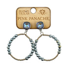 Pink Panache Brands foil and smooth bead circle earrings with sparkling Austrian crystals, elegant jewelry for stylish occasions.
