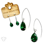 Blue and gold Austrian crystal pear drop earring by Pink Panache Brands, featuring a sparkling teardrop design with intricate details.