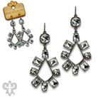 Pink Panache Brands blue rhinestone chandelier teardrop earrings with Austrian crystal, showcasing sparkling elegant jewelry.
