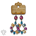 Pink Panache Brands blue rhinestone chandelier teardrop earrings with Austrian crystal, intricate jewelry design for elegant style.