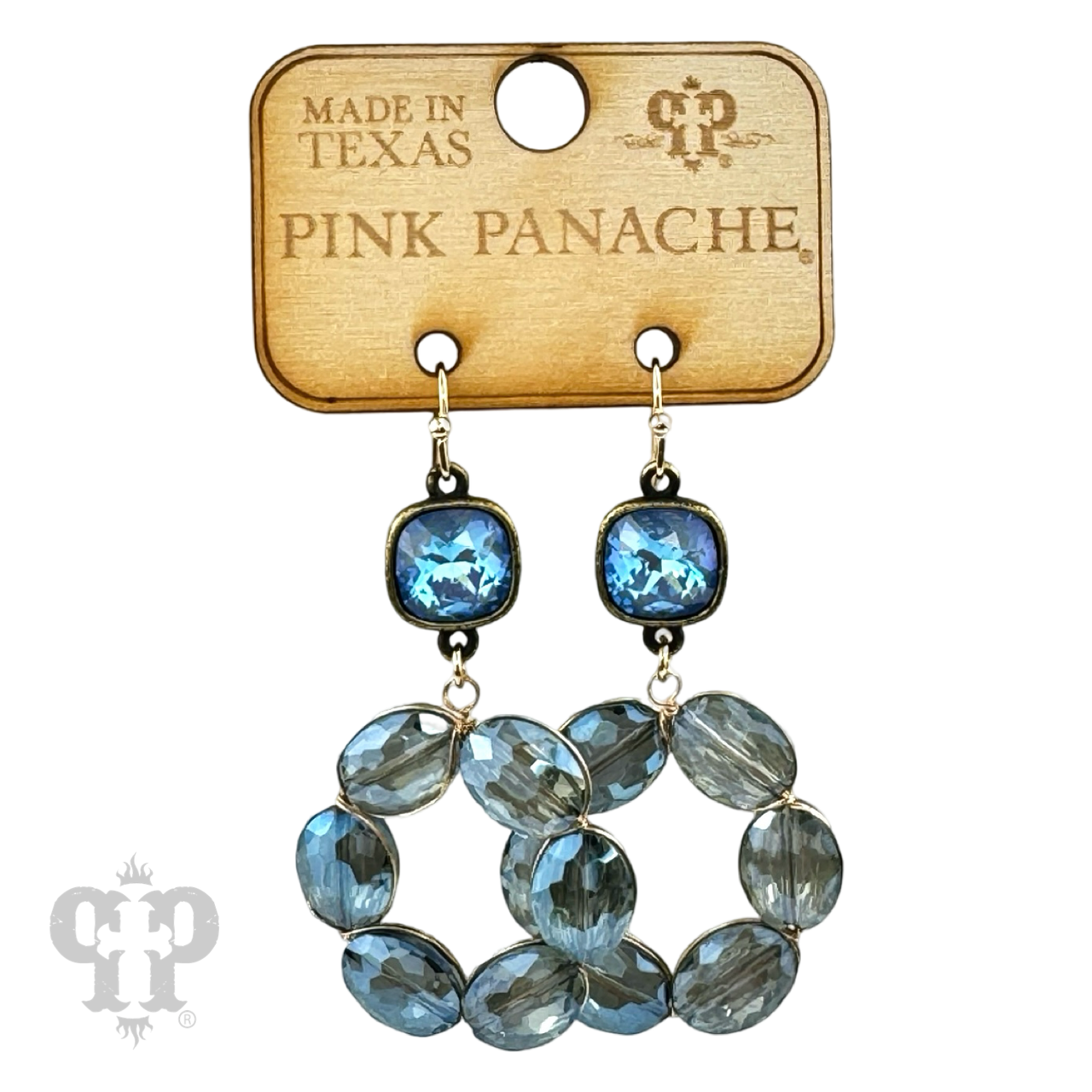 Brown faceted oval bead dangle earring with Austrian crystal from Pink Panache Brands, showcasing elegant jewelry design.