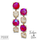 Pink Panache Brands round rhinestone drop earrings featuring clear sparkling stones and a stylish, elegant design.