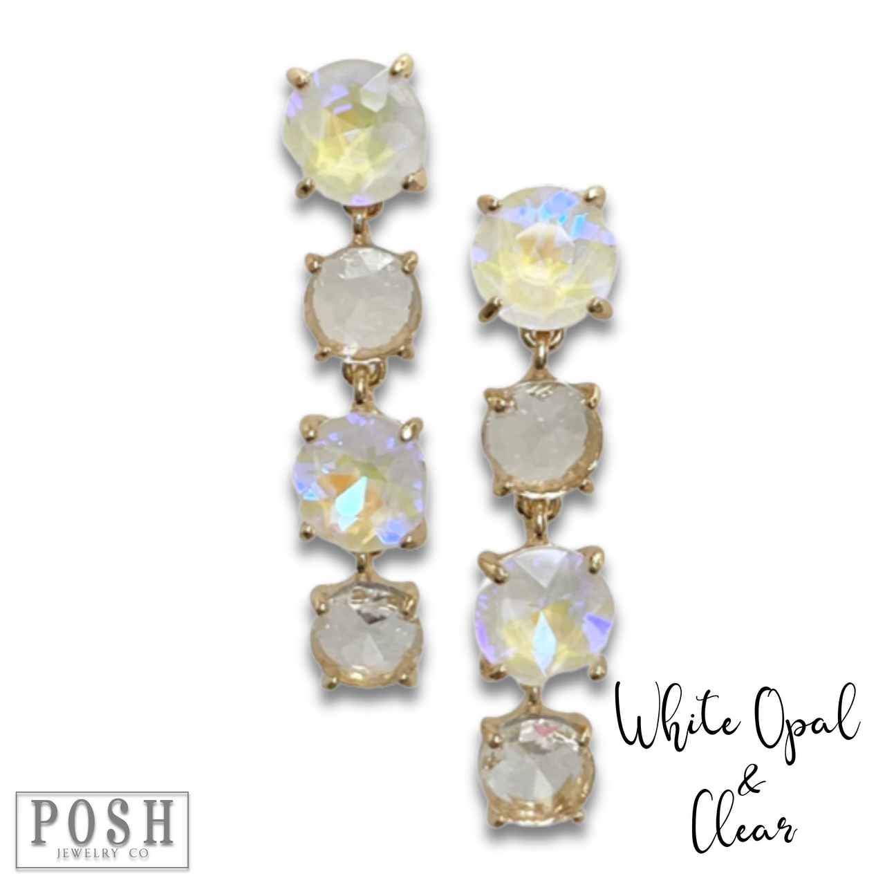 Pink Panache Brands round rhinestone drop earring with sparkling clear stones and elegant design.