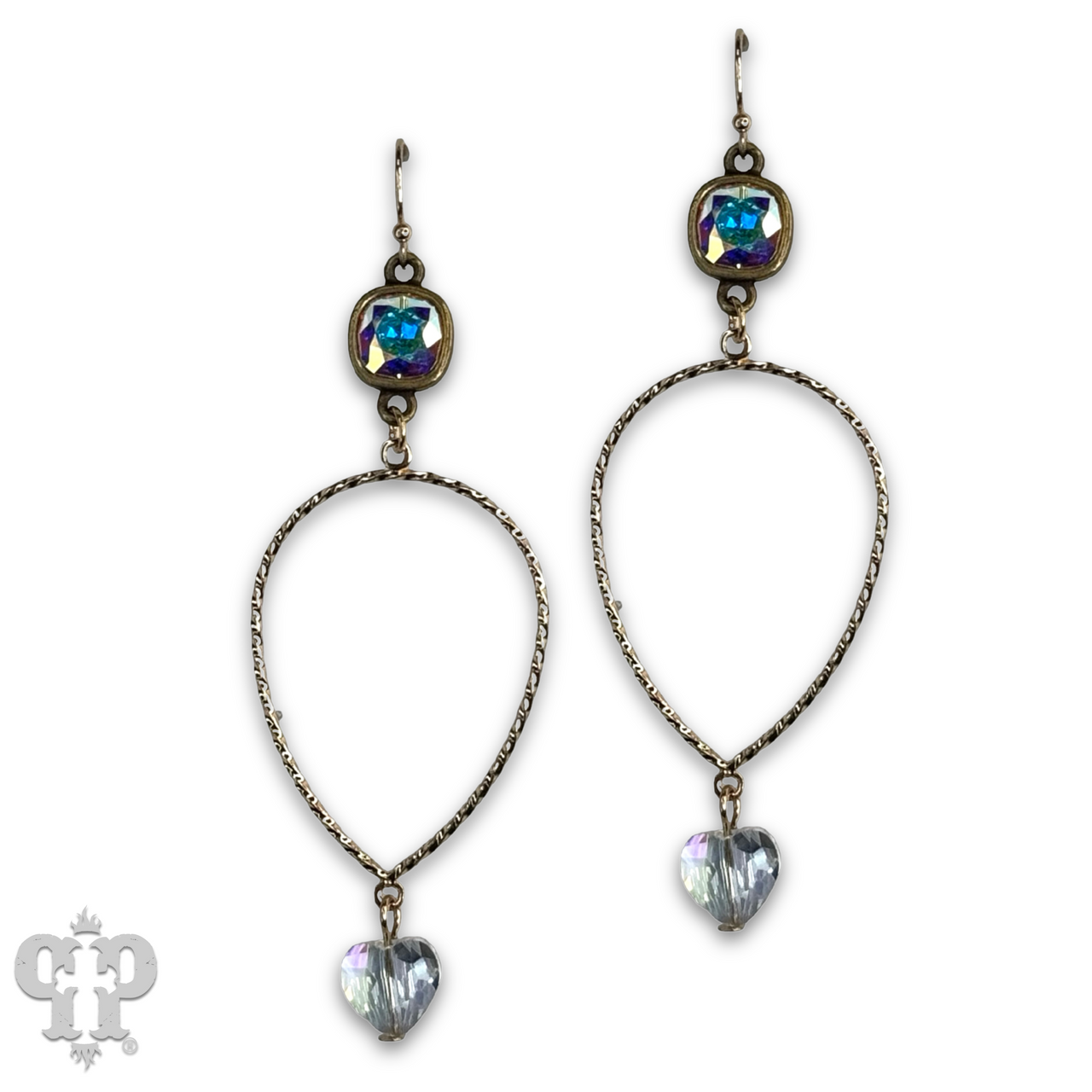 Fuchsia crystal heart teardrop earrings by Pink Panache Brands featuring sparkling Austrian crystals and elegant design.