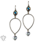 Fuchsia crystal heart teardrop earrings by Pink Panache Brands featuring sparkling Austrian crystals and elegant design.