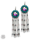 Pink Panache Brands flower concho fringe earrings in fuchsia with floral and fringe details, stylish and bohemian accessory.