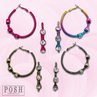 Gold cable hoop earring by Pink Panache Brands featuring sparkling crystal stones for a stylish look.