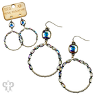 Gold Austrian crystal earrings featuring flat oval and round bead circle design by Pink Panache Brands