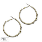 Gold cable hoop earrings with sparkling rhinestones by Pink Panache Brands, featuring a stylish and elegant design.