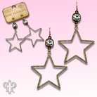 Gold open star earring with Austrian crystal from Pink Panache Brands, showcasing a delicate star shape and sparkling details.