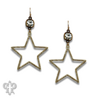 Gold open star earring with Austrian crystal from Pink Panache Brands, showcasing a stylish and sparkling jewelry design.