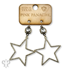 Gold open star earring with Austrian crystal from Pink Panache Brands, showcasing a delicate star design and sparkling crystal details.