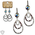 Gold matte and shiny metal teardrop earrings with sparkling Austrian crystals by Pink Panache Brands.