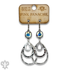 Gold matte and shiny metal teardrop earrings with sparkling Austrian crystals from Pink Panache Brands.