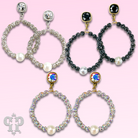 Gold Pave Rhinestone Bead Earrings by Pink Panache Brands with Austrian crystals, featuring sparkling crystal embellishments.