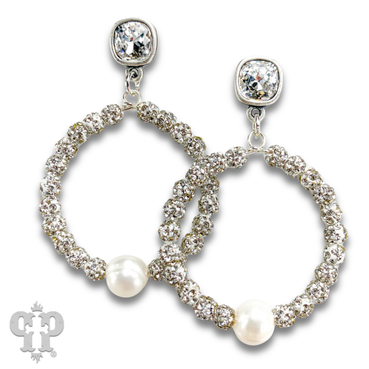 Gold Pave rhinestone bead earrings by Pink Panache Brands featuring Austrian crystals and elegant design.
