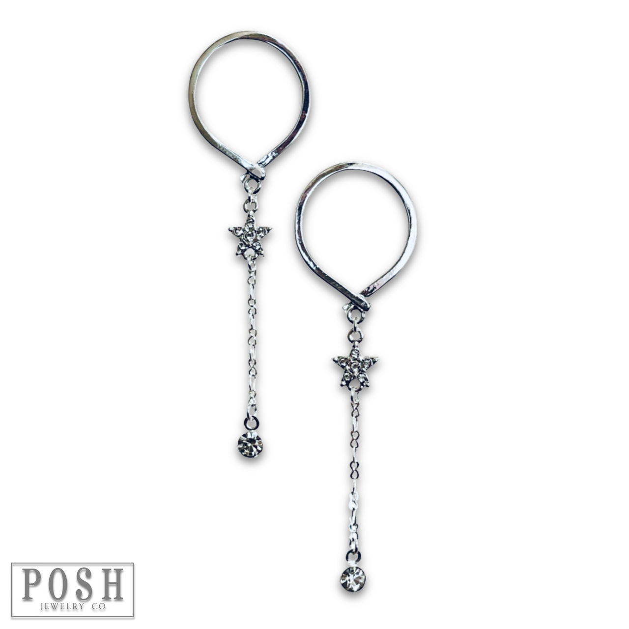 Gold post earring with a star and drop design by Pink Panache Brands, featuring a delicate and stylish accessory.